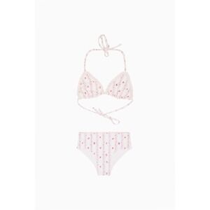 NEW LoveShackFancy Finnie Bikini Cherry Stripe Poppy Floral Two-Piece Swimsuit